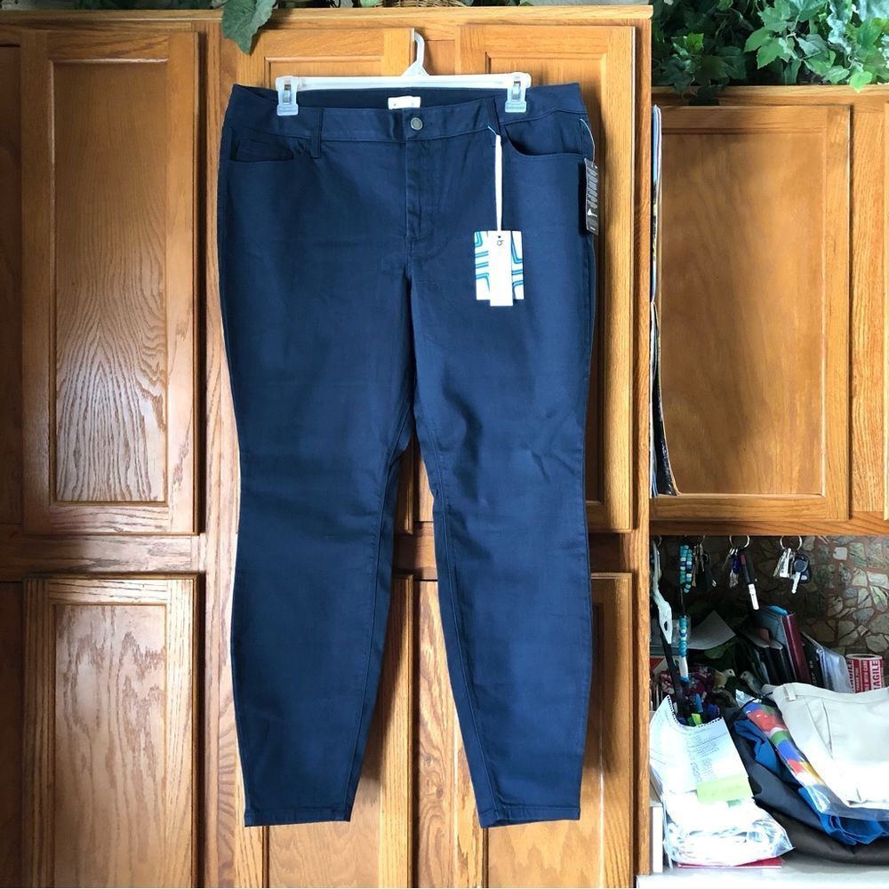 NWT Market & Spruce Navy Blue Skinny Jeans High Rise Stretch Ankle - 18W